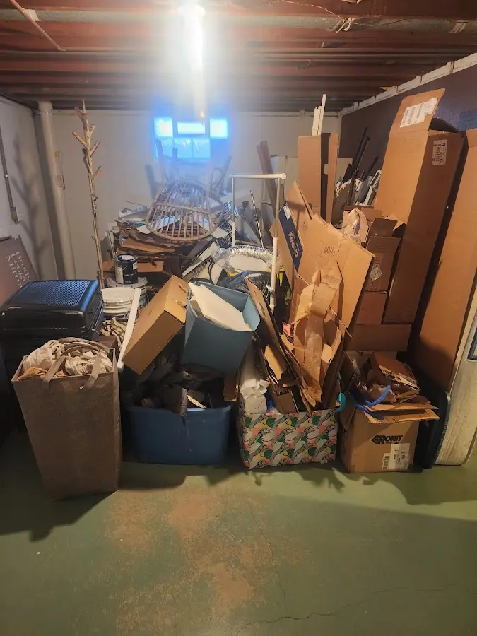 Roll-off dumpster container at job site for 4 Yard Dumpster Rental in Ames